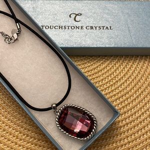 Touchstone crystal Purple pendant necklace